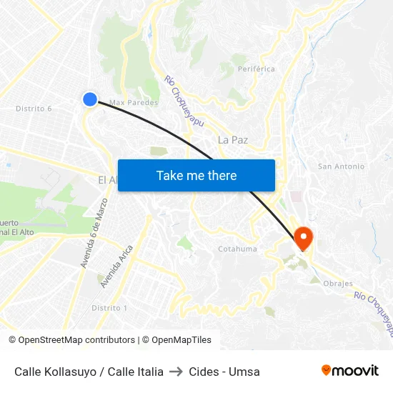 Calle Kollasuyo / Calle Italia to Cides - Umsa map
