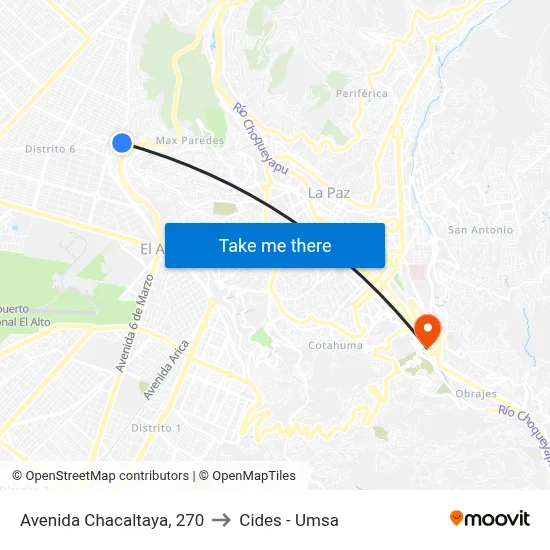 Avenida Chacaltaya, 270 to Cides - Umsa map