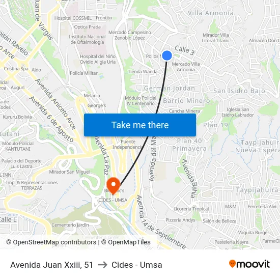 Avenida Juan Xxiii, 51 to Cides - Umsa map