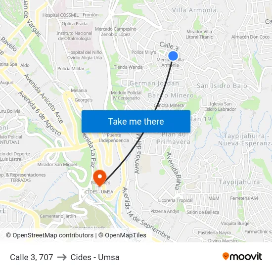 Calle 3, 707 to Cides - Umsa map