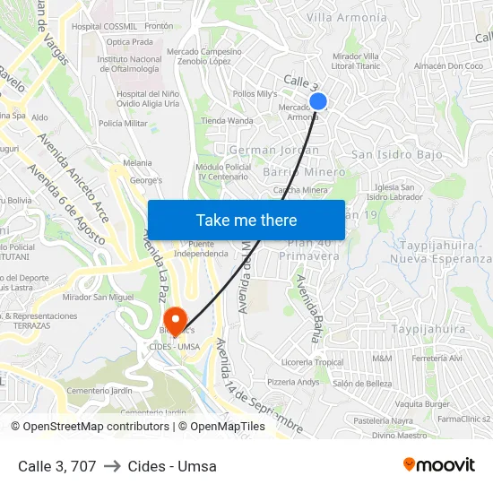 Calle 3, 707 to Cides - Umsa map