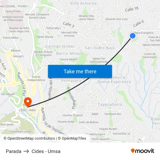 Parada to Cides - Umsa map