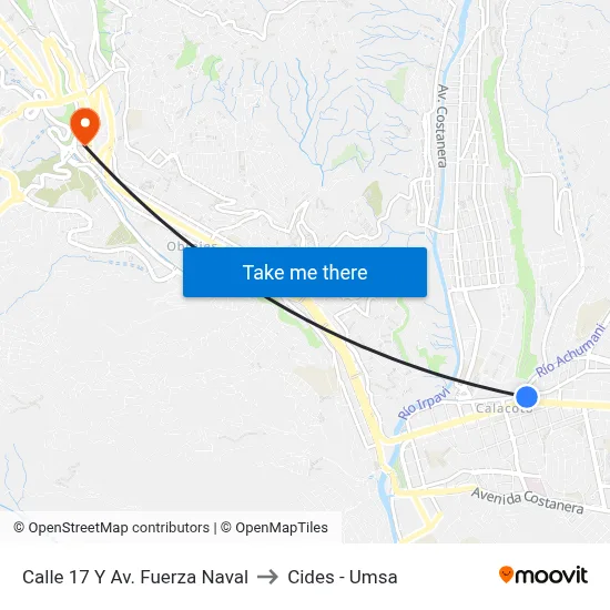 Calle 17 Y Av. Fuerza Naval to Cides - Umsa map