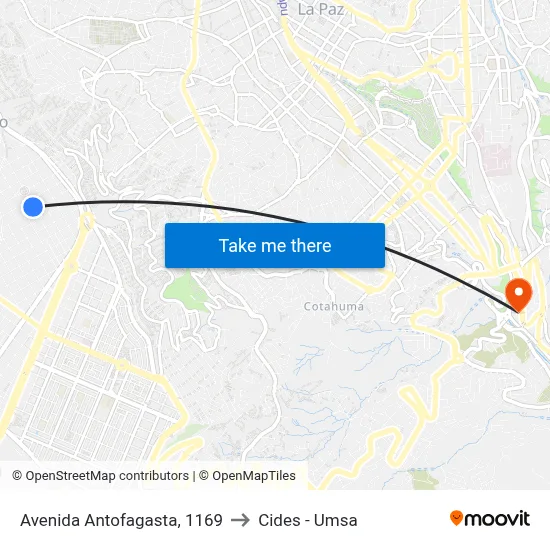 Avenida Antofagasta, 1169 to Cides - Umsa map