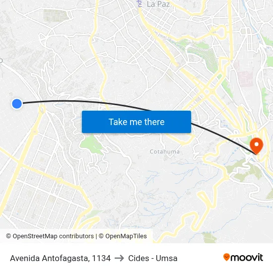 Avenida Antofagasta, 1134 to Cides - Umsa map