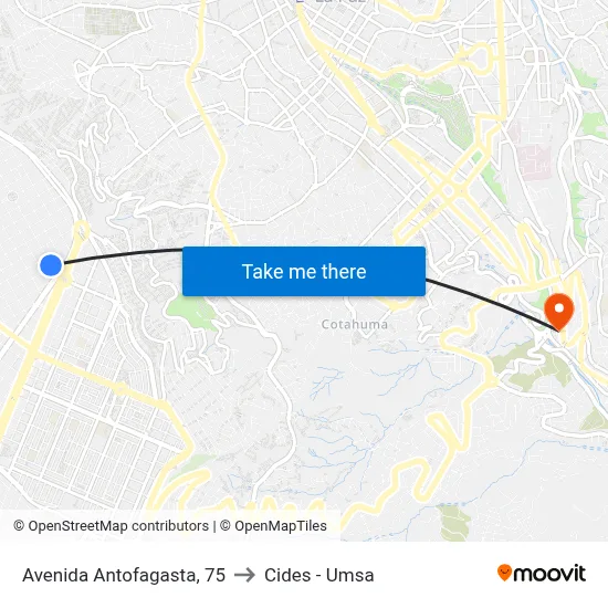 Avenida Antofagasta, 75 to Cides - Umsa map