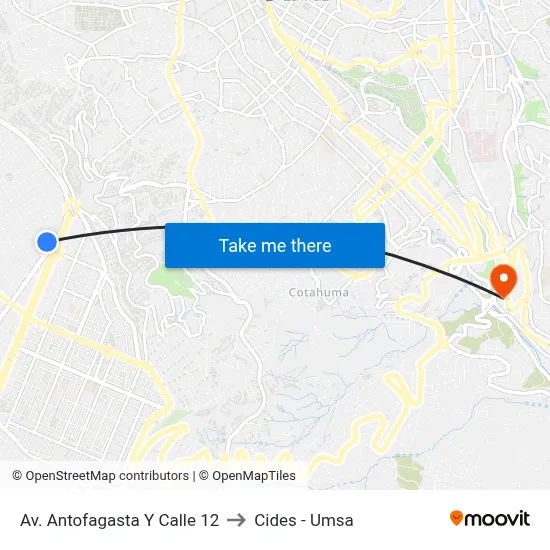 Av. Antofagasta Y Calle 12 to Cides - Umsa map