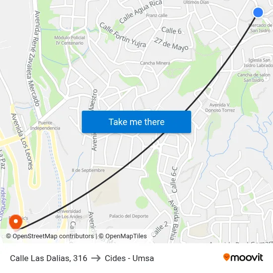 Calle Las Dalias, 316 to Cides - Umsa map