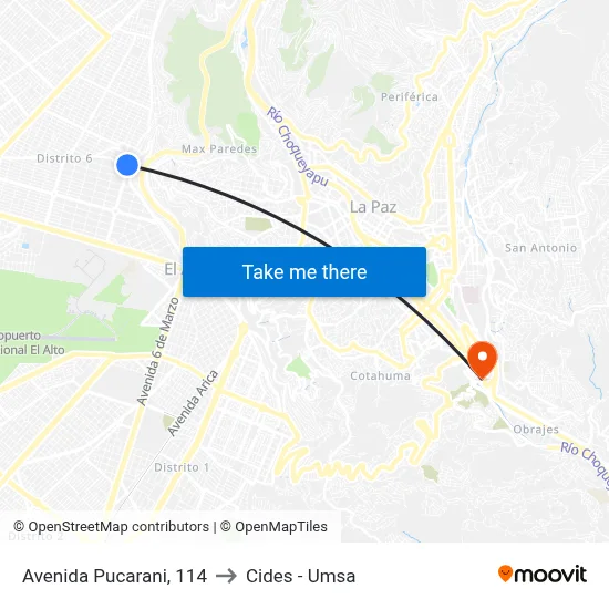 Avenida Pucarani, 114 to Cides - Umsa map