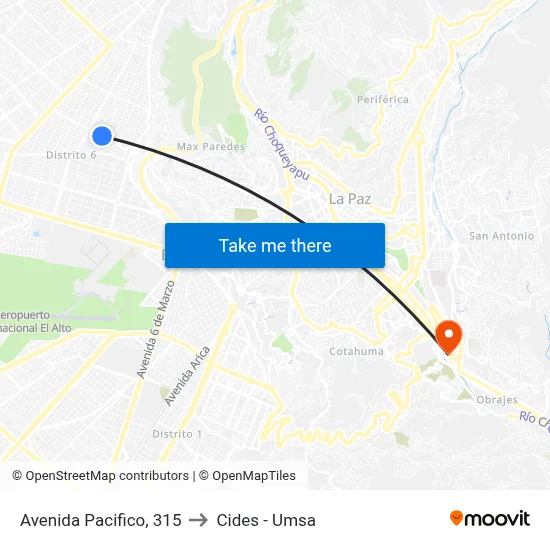 Avenida Pacifico, 315 to Cides - Umsa map