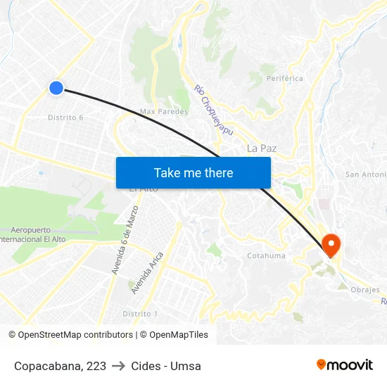 Copacabana, 223 to Cides - Umsa map