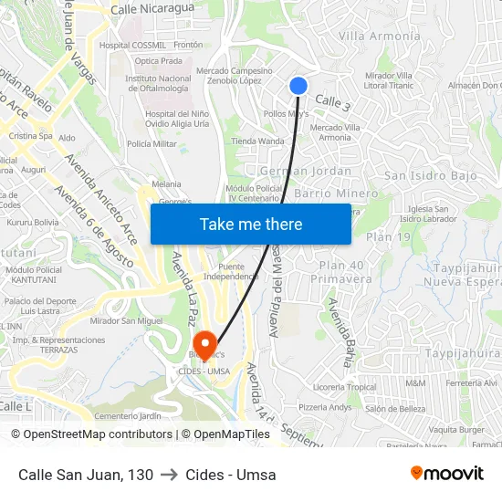 Calle San Juan, 130 to Cides - Umsa map