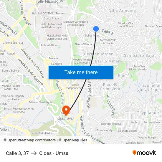 Calle 3, 37 to Cides - Umsa map
