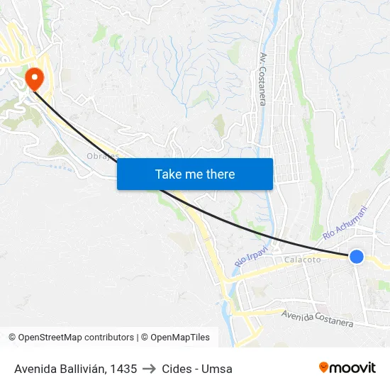 Avenida Ballivián, 1435 to Cides - Umsa map