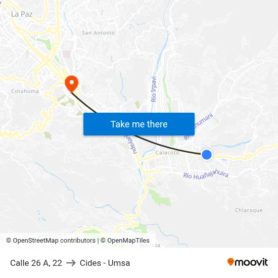 Calle 26 A, 22 to Cides - Umsa map
