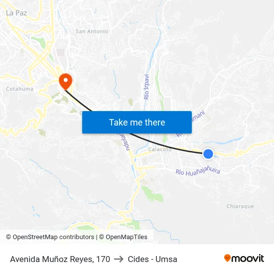 Avenida Muñoz Reyes, 170 to Cides - Umsa map