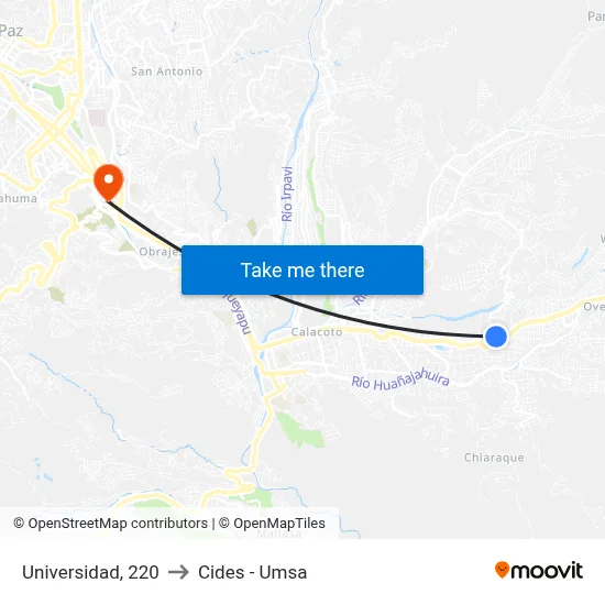Universidad, 220 to Cides - Umsa map