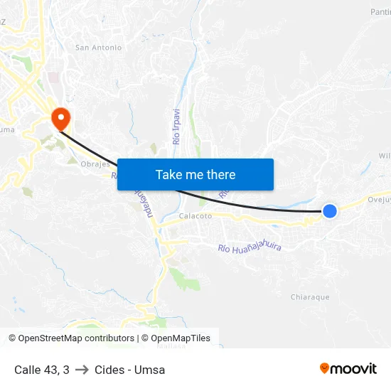 Calle 43, 3 to Cides - Umsa map