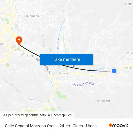 Calle General Marzana Oroza, 24 to Cides - Umsa map