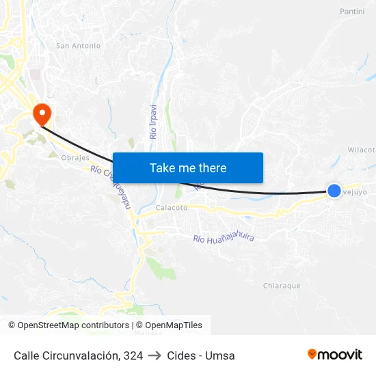 Calle Circunvalación, 324 to Cides - Umsa map