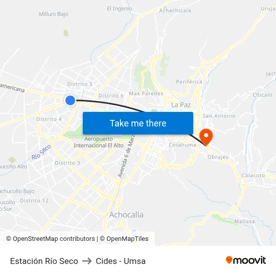 Estación Río Seco to Cides - Umsa map