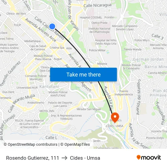 Rosendo Gutierrez, 111 to Cides - Umsa map