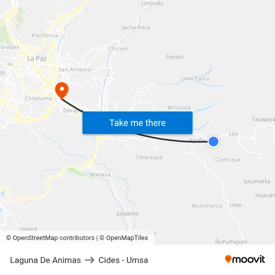 Laguna De Animas to Cides - Umsa map