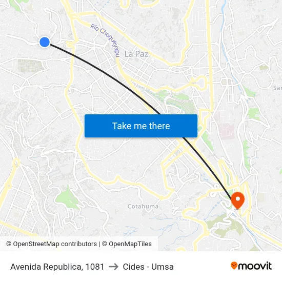 Avenida Republica, 1081 to Cides - Umsa map