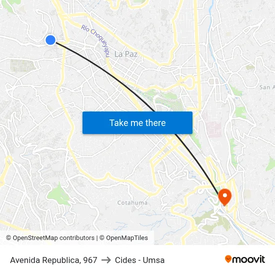 Avenida Republica, 967 to Cides - Umsa map