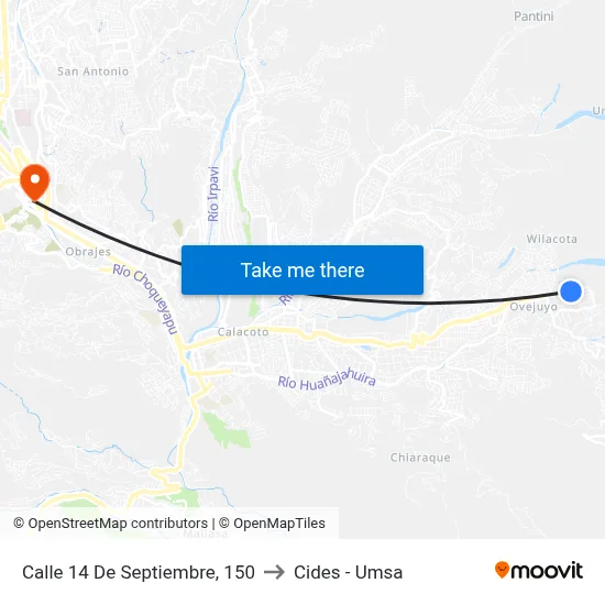 Calle 14 De Septiembre, 150 to Cides - Umsa map