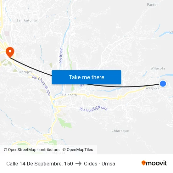 Calle 14 De Septiembre, 150 to Cides - Umsa map