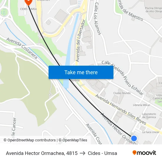 Avenida Hector Ormachea, 4815 to Cides - Umsa map