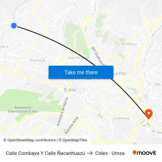 Calle Combaya Y Calle Ñacanhuazú to Cides - Umsa map