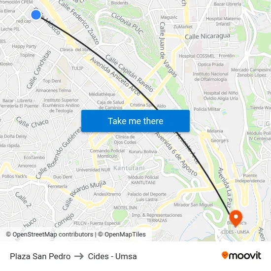 Plaza San Pedro to Cides - Umsa map