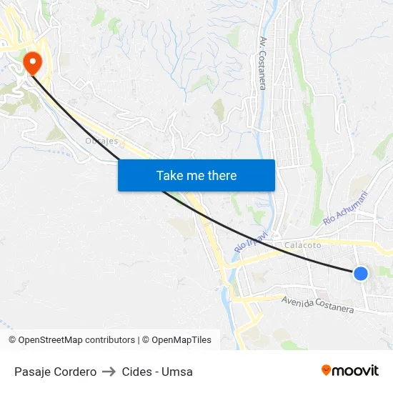 Pasaje Cordero to Cides - Umsa map