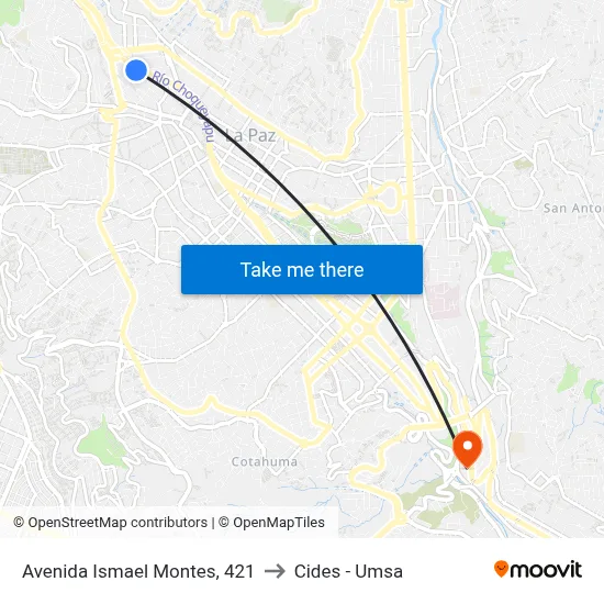 Avenida Ismael Montes, 421 to Cides - Umsa map