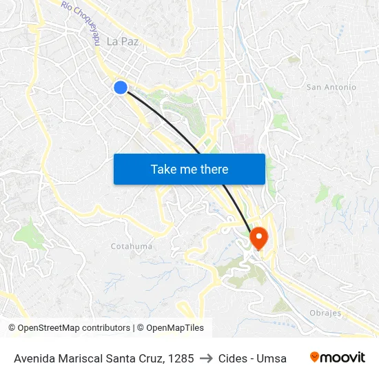 Avenida Mariscal Santa Cruz, 1285 to Cides - Umsa map