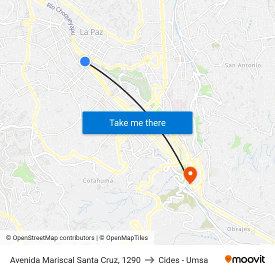 Avenida Mariscal Santa Cruz, 1290 to Cides - Umsa map