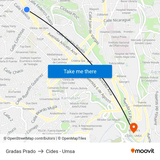 Gradas Prado to Cides - Umsa map