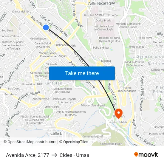 Avenida Arce, 2177 to Cides - Umsa map