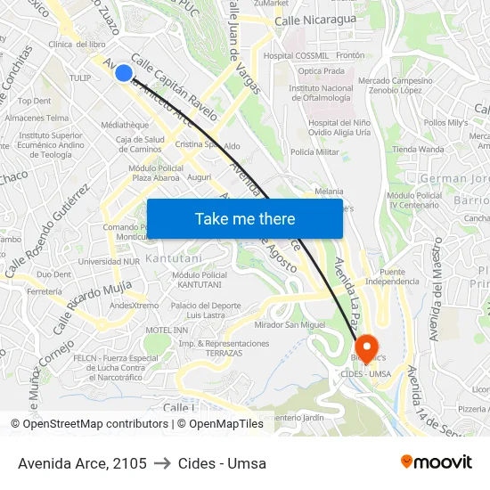 Avenida Arce, 2105 to Cides - Umsa map