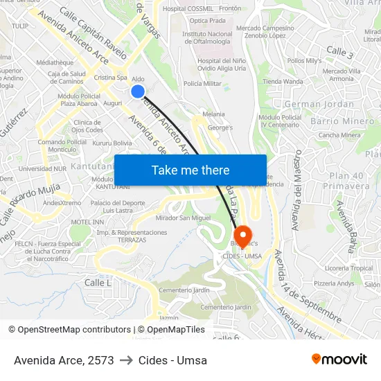 Avenida Arce, 2573 to Cides - Umsa map
