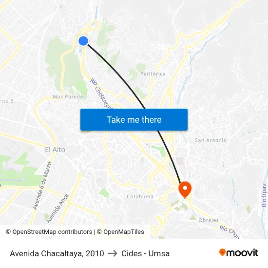 Avenida Chacaltaya, 2010 to Cides - Umsa map