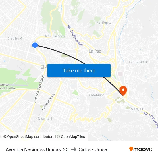 Avenida Naciones Unidas, 25 to Cides - Umsa map