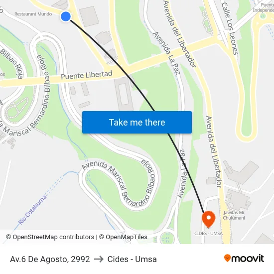 Av.6 De Agosto, 2992 to Cides - Umsa map