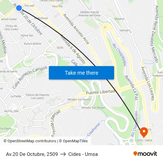 Av.20 De Octubre, 2509 to Cides - Umsa map