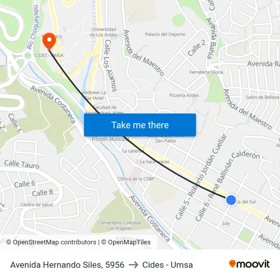 Avenida Hernando Siles, 5956 to Cides - Umsa map