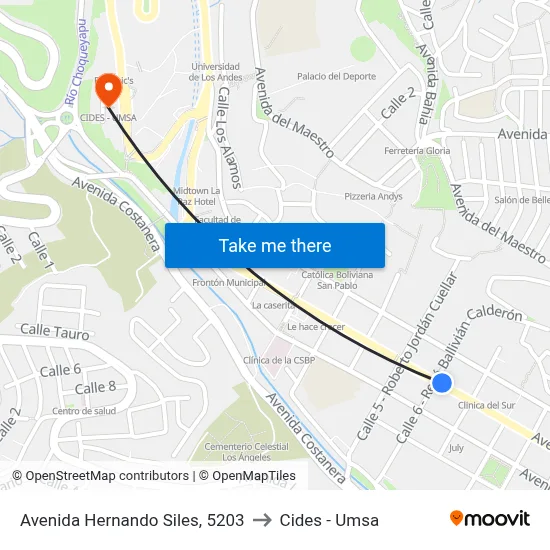 Avenida Hernando Siles, 5203 to Cides - Umsa map