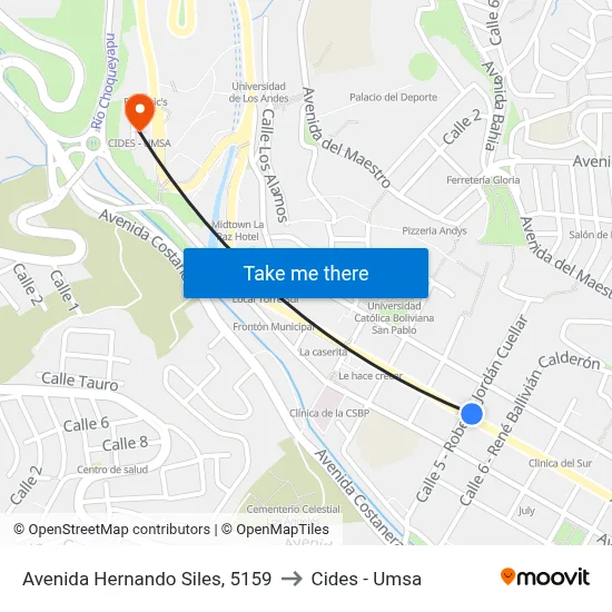 Avenida Hernando Siles, 5159 to Cides - Umsa map