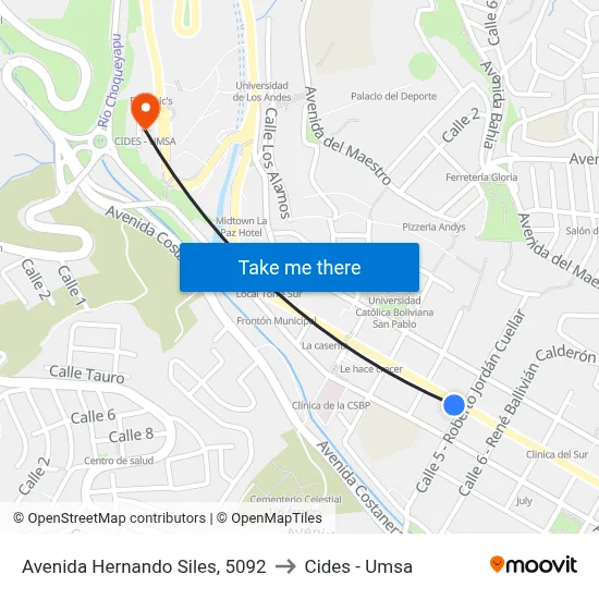 Avenida Hernando Siles, 5092 to Cides - Umsa map